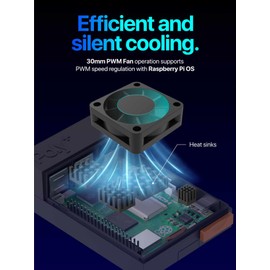 Argon Poly+5 Raspberry Pi 5 Case | Raspberry Pi 5 Fan ABS Case with 30mm PWM Fan, Heatsink, Simple Removable Top Cover for Pi 5 | Argon Poly+ 5 Case for Raspberry Pi 5 (BRED)