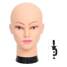 VEELTRAS Bald Mannequin Head Female Cosmetology Manikin Head Training Head Display for Wigs,Mask,Sunglasses,Headphone,with a Clamp