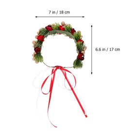 TOVINANNA Bell Pine Cone Wreath Decorations Christmas Wreath Headband Christmas Hair Accessories Wedding Floral Guest Women Mini Christmas Wreath Floral Hair Garland Party Wreaths Red Fabric