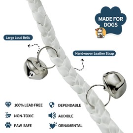 CATHYLIFE Dog Doorbells for Potty Training, PU Leather Puppy Door Bells, Hand-Woven Dog Bells for Dog Training, Extra Loud Bells for Door Knob, Ring to Go Outside Doggie Pet Supplies. (White Twist)