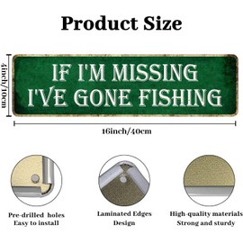 Fishing Sign Funny Gone Fishing Sign Vintage Fishing Decor Retro Fishing Metal Tin Sign If I'm Missing I've Gone Fishing Signs For Kitchen Home Garden Wall Decor 4x16 Inches