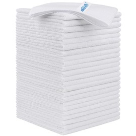 HOMEXCEL Microfiber Cleaning Cloths, 24 Pack Cleaning Towels for Kitchen, Lint Free, Scratch-Free, Highly Absorbent, and Reusable Cleaning Rags for House, Window and Glass, Cars, 11.5 X11.5 inch White