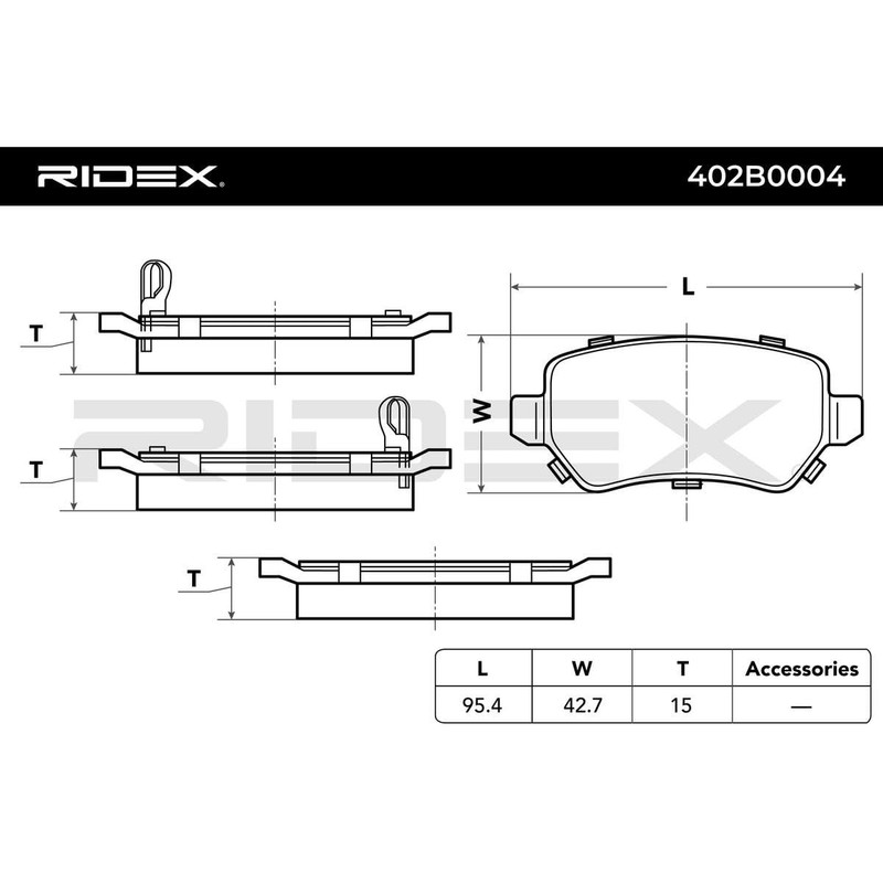 RIDEX Brake Pads 402B0004 Rear Corsa C Hatchback (X01) Combo
