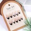 UEYRSEDB Black French Tip Press on Nails Medium Almond Fake