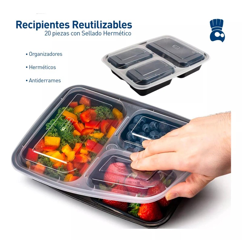 Bluelander Contenedores Recipientes Reutilizables Para Alimentos 40 Pzs