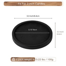 3-Piece Black Wood Candle Holder Plate Base Set for Pillar Candles