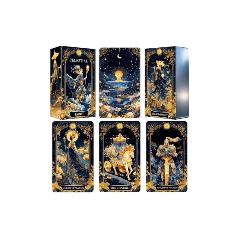Celestial Tarot Deck, Unique Tarot Cards for Beginners with Blue