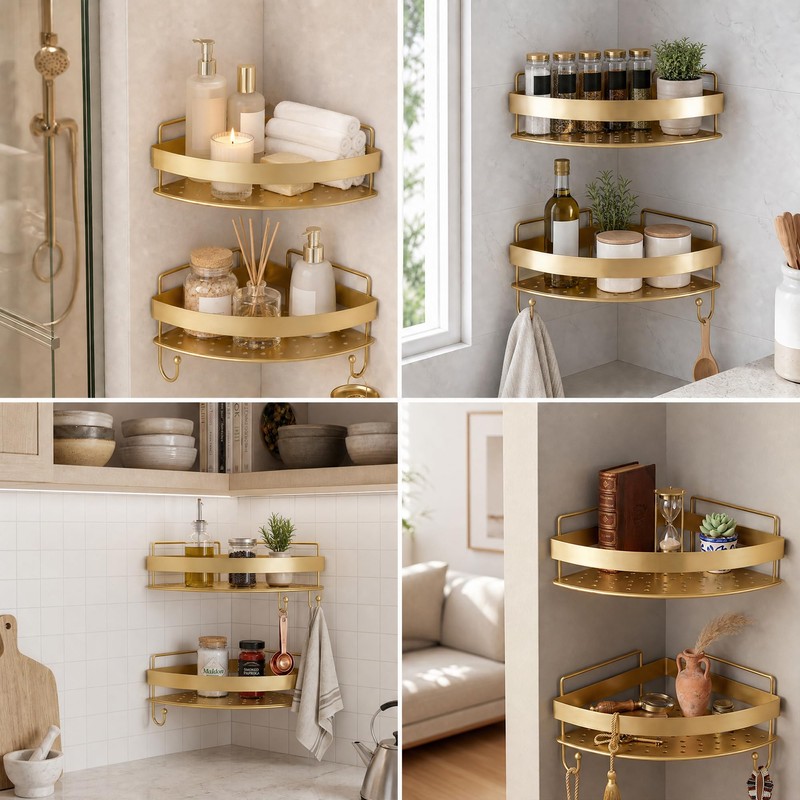 YEMNMFH Corner Shower Shelves - 2 Tier No Drilling Shower