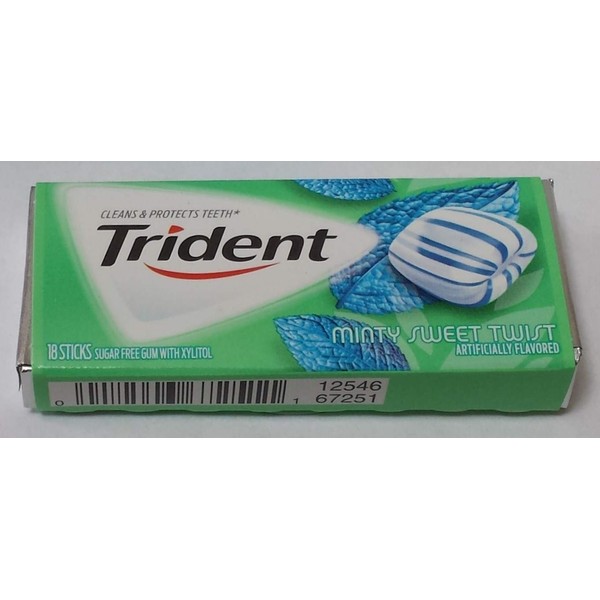 Trident Sugar Free Xylitol Gum Minty Sweet Twist 2 Box Deal (14-Piece, 24-Pack)