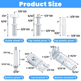 Bifold Door Hardware Kit 2 Pack Closet Door Hardware Repair Kits Replacement Includes Top & Bottom Brackets, Pivots & Guides Wheel for Bi - Fold, Sliding Closet, Folding Pocket and Accordion Doors