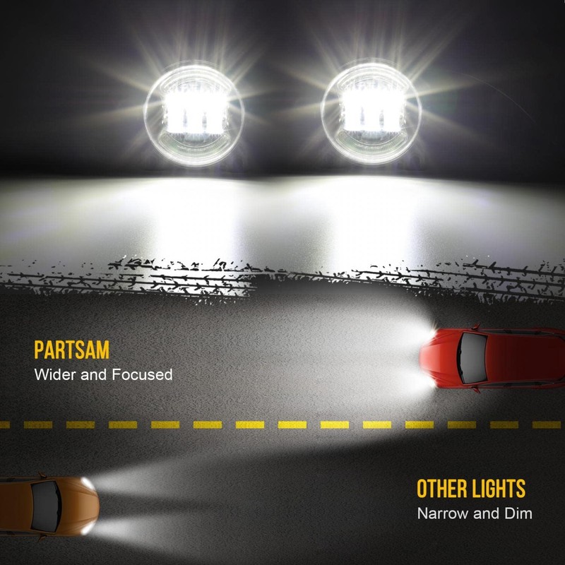 Partsam 12V LED Fog Lights Assembly Kit for Peterbilt 579