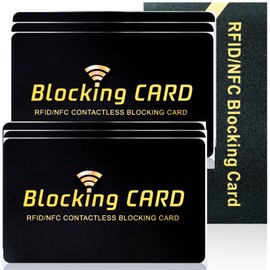 Aigee RFID Blocking Cards 6 Pack, Contactless NFC Debit Credit Card Passport Protector, One Card Protects Entire Wallet for Men and Women, New RFID Blocking Technology No Batteries Required (Black)