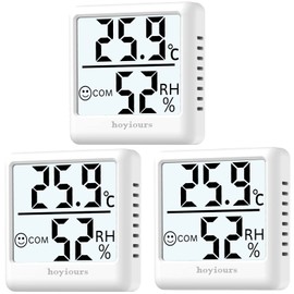 hoyiours Digital Room Thermometer, 3 Pieces Room Temperature Monitor and Humidity Meter Room Thermometer Hygrometer, White