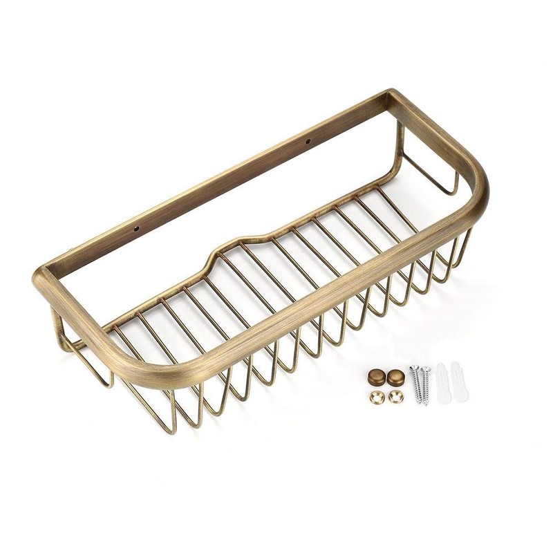 Yosoo Wall Mount Bathroom Shelf, 30cm Copper Shower Basket with
