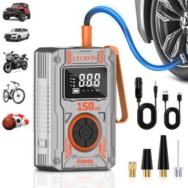 Tire Inflator Portable Air Compressor, Cordless Air pump with Rechargeable Battery, Discharge Function, 12V Car Power Adapter, Digital Pressure Gauge/LED Light For Car Tires, Motorcycles, Bikes, Balls
