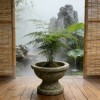 Resin Aged Stone Effect Urn Planter-Hand-painted Faux-stone Aged High-legged Irregular