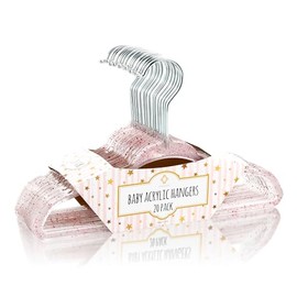 CONCEPTS 20 Pack Baby Hangers Kids Acrylic Non Slip Glitter Clothes Hangers for Toddler Infant Newborn Closet Organizer Small Hangers for Baby Clothes Pants Shirts Space Saving Nursery