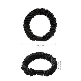 12 Stück 100% echte Seide Haargummi, süße Seidensatin Schlafhaarbänder, hohe Elastizität keine Beschädigung des Haares für Mädchen und Damen (Schwarz)