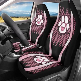 Qiyupavto 2-Set Paw Printed Car Seat Covers,Universal Front Seat Protectors Stretch Automotive Seat Covers Accessories for Car SUV Sedan Truck Vans Seat