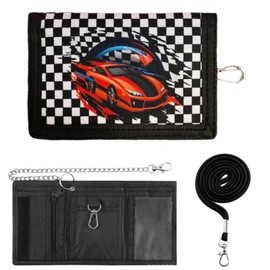 SYSYSYYASNL Children's Boys Neck Pouch with Chain Clip Zip Foldable Triple, Purse Children with Lanyard for Teenagers Boys, c, American