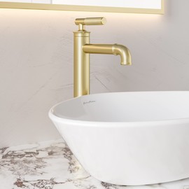 Swiss Madison Well Made Forever SM-BF91BG Avallon Single Hole, Single-Handle Sleek, High Arc Bathroom Faucet (Brushed Gold)