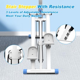 Stair Stepper for Home Gym Exercise, Vertical Climber Exercise Machine for Full Body Workout, Compact Folding Cardio Exercise Climber with Adjustable Handlebar (Blue)