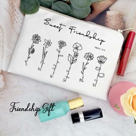 Christian Gifts for Women Sweet Friendship Cosmetic Bag, Floral Bible Verse Makeup Bag, Faith Based Gifts Friend Birthday Gifts Religious Gifts Inspirational Gifts Christian Friendship Gifts