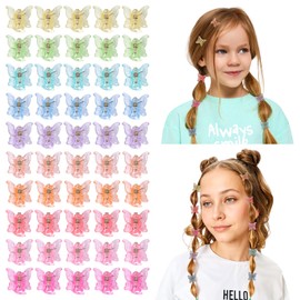 OAOLEER 50PCS Glitter Mini Butterfly Hair Clips for Girls,Sparkly Colorful Small Hair Claw for Kids, Beautiful Hair Accessories for Women Kids Children,90S Y2K Tiny Hair Clips