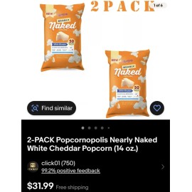 Popcornopolis 2-PACK Popcornopolis Nearly Naked White Cheddar Popcorn (14 oz.)
