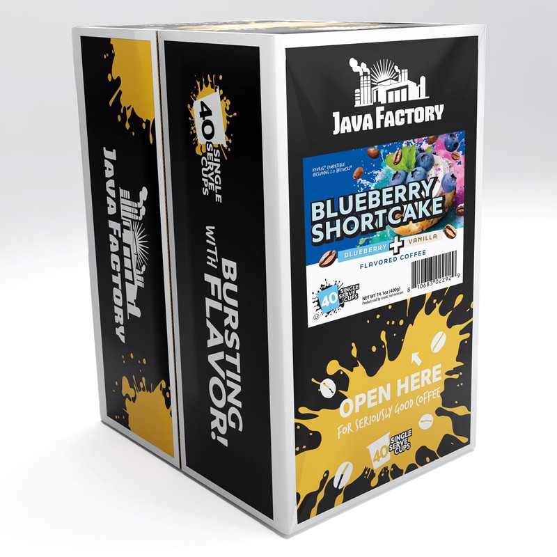 Java Factory Coffee Pods Blueberry Flavored Coffee for Keurig K-Cup