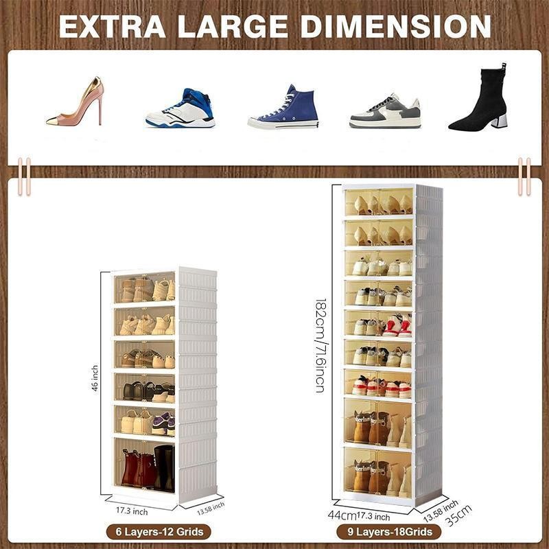NLDD's 9-Tier Space-Optimizing Shoe Storage: Clear, Collapsible System for 18