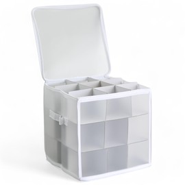 MIJOMA Storage Box, Sorting Box, Christmas Bag for Christmas Tree Baubles and Christmas Decorations, Foldable, Transparent (White, 31 x 31 x 31 cm for 27 Pieces)
