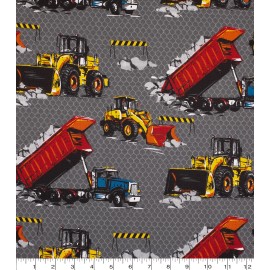 CONSTRUCTION/TRUCK/BULLDOZER COTTON FABRIC HALF YARD 18'X 44"