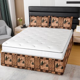 Fish Full Size Bed Skirt,Vintage Retro 15 Inch Drop Brushed Microfiber Bed Skirts for Kids Boys Girls Room,Ocean Fish Dust Ruffle Pleated Bedskirt Teens Brown Bedding Fitted Sheet Decor