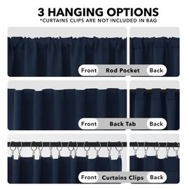 Deconovo Rod Pocket and Back Tab Blackout Curtains for Living Room, Thermal Insulated Room Darkening Curtains, 42x95 Inch, Navy Blue, 2 Panels