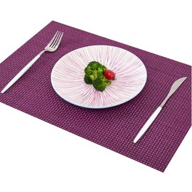 Addfun®Table Mats(Set of 4),Premium Washable High Quaity Non-Slip Insulation PVC Place Mats for Dinner Table,Purple