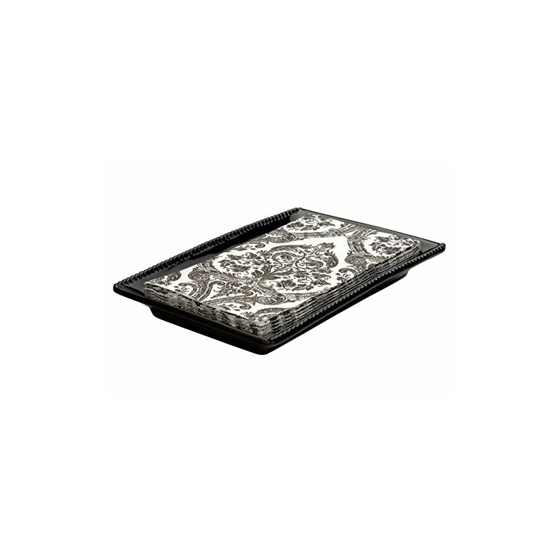 Boston International Ceramic Guest Towel Caddy, Beaded Black 9.25 x