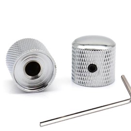 XIYANGJUAN 2Pcs Metal Electric Bass Guitar Knobs Chrome Volume Tone Speed Control Silver Knobs for Fender Telecaster Gibson Les Paul Bass Guitar Accessories (Chrome)