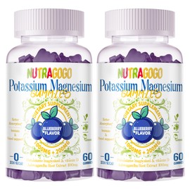 Potassium Magnesium Gummies,Potassium Supplement w/Ashwagandha,High Absorption Magnesium Glycinate,B6,D3,Potassium Citrate for Leg Cramps,Muscle,Electroyte for Adults Kids,Sugar-Free, 120 Gummies