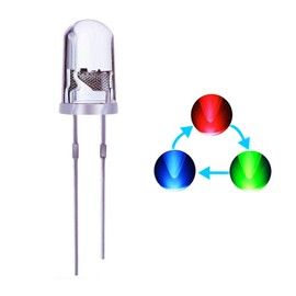 Waycreat 100 PCS 5mm Clear RGB Multicolor Slow Flashing (Multi Color Changing) Dynamics LED Emitting Diode Lights (Blinking Round DC) Light Emitting Diodes Electronics Components Filcker