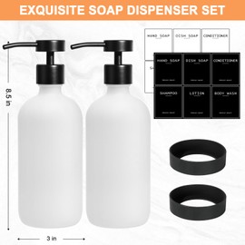 RYTOXILO Soap and Lotion Dispenser Set for Bathroom, 2 Pack White Glass Soap Dispenser with Flat Pump, Bathroom Hand Soap and Lotion Dispenser Set, Refillable Liquid Lotion Soap Dispenser