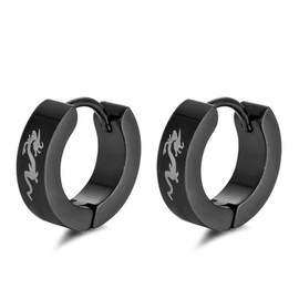 [YEENKE] Hoop Earrings for Men Dragon Black/1Pair,Unisex Skull Mens Hoops Earrings Set for Women Hoops Small Cool Punk Ear Charm Jewelry (Skull)