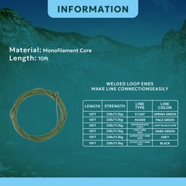 SF Fly Fishing Poly-Coated Leaders Monofilament Core Leader Line Fly Line for Salmon Fast Sink IPS3#Dark Green 10FT 25LB