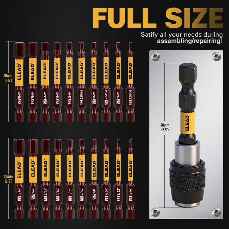 21-Piece 2.5" Allen-Wrench Hex Drill Bit Set: Durable Impact Allen