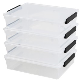 Morcte 6 Qt Clear Plastic Stackable Storage Container with Lids, 4 Pack