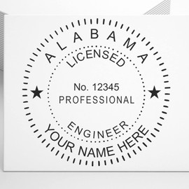 Premium Wood Handle Alabama PE Seal Stamp, Alabama PE Stamp - Ideal for Alabama Engineers, Inked Stamp, Size 1-5/8 - Perfect Tool for Professional Engineering Documentation in Alabama, PE Stamp AL