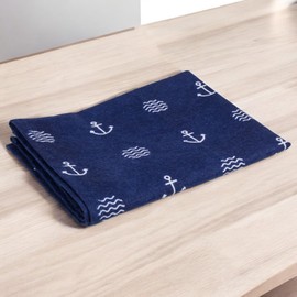 MIJOMA Set of 2 Tea Towels - Kitchen Towels Maritime Design, 100% Cotton, Absorbent & Durable, 40 x 60 cm (Blue-White Allover )