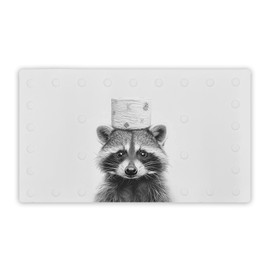 INDAJEDN Funny Raccoon Bathtub Mat Non Slip 15.7x27.6 Inch, Bath Shower Mats for Tub Kids Adults Bathroom Floor with Drain Holes and Suction Cups, Raccoon Bathroom Decor, Machine Washable