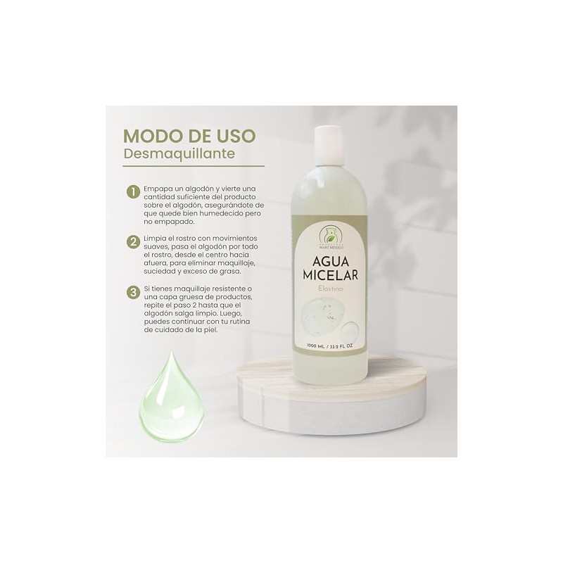 Agua Micelar Elastina Hidratante Micellar Water Hydrating Cleanser, 1 Liter