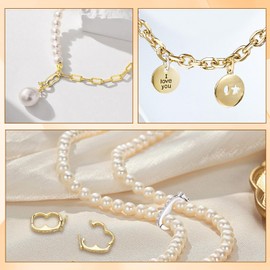 4PCS Necklace Shortener Clasp Pearl Enhancer Connector Clasps Cubic Zirconia Bracelet Push Clasps with Secure Lock for Jewelry Making DIY Crafts Necklace Chain Clip Bead Crystal Gemstone Clasp